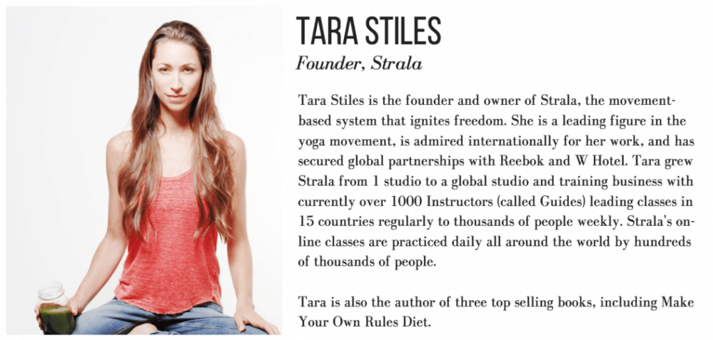 Tara Stiles is speaking at the Welltodo Founder Series 
